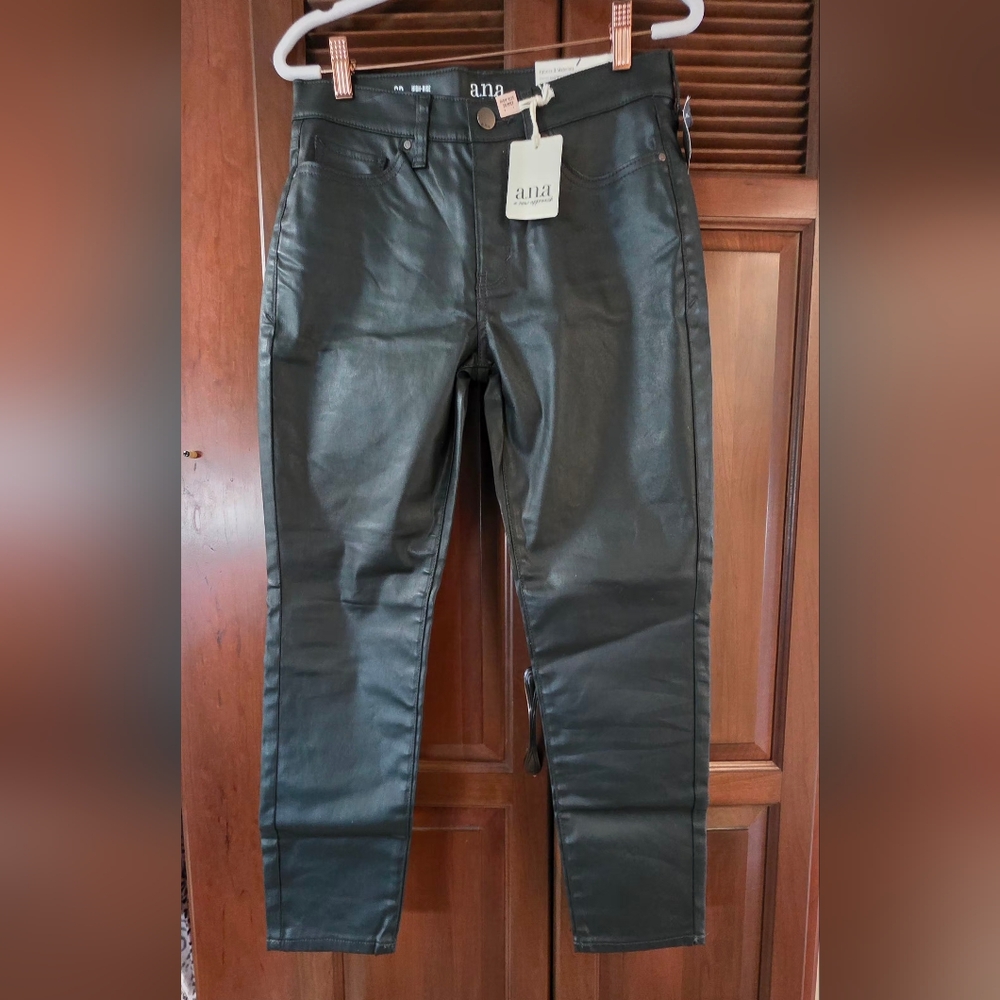 NWT ANA High Rise Skinny Dark Green Coated Jeans